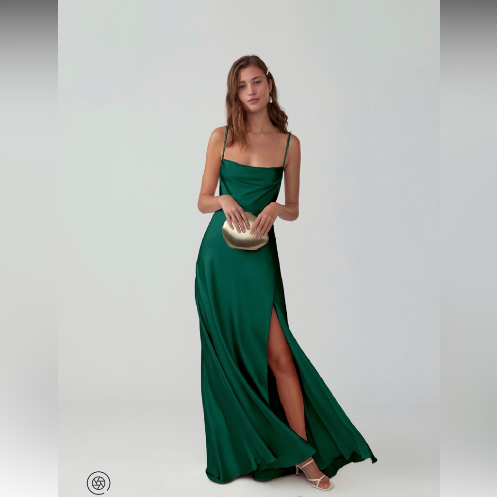 Fame And Partners Strappy Gown - Dark Forest Green